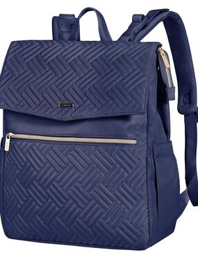 Navy Quilted Backpack diaper bag with changing pad